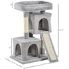 PawHut Plush Cat Tree Tower w/ Sisal Scratching Post Board Perch Condo Light Grey