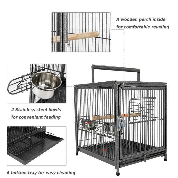 Portable Bird Travel Cage - PawHut D10-046BK