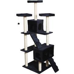 Pawhut Tall Multi-level Cat Scratcher Tree Condo Furniture Play Tower Climber Black